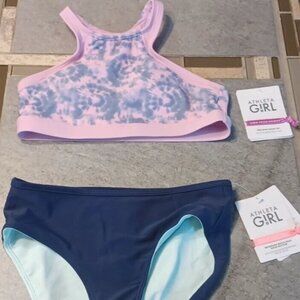 NWT Athleta Girl XL /14 Pink Free Spirit Bikini Top +Reversible Matchback Bottom